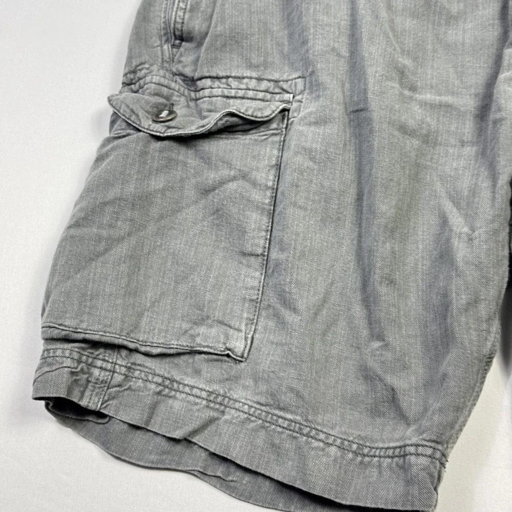 Faherty Brand Cargo Shorts Mens 40 Gray Linen Cotton Utility Pockets Drawstring‎